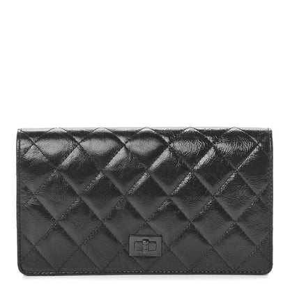 Chanel Patent Crumpled Calfskin Quilted Yen Reissue Wallet So Black 1 of 9
