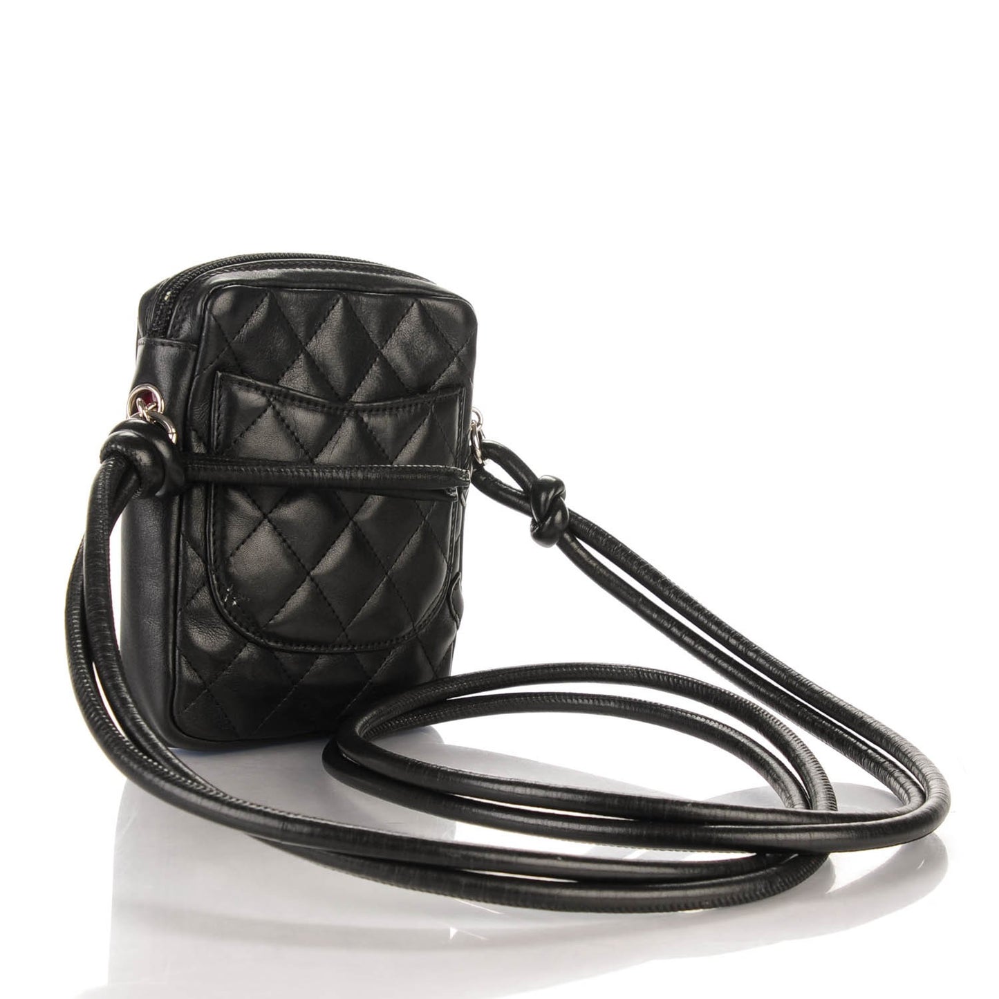 Calfskin Quilted Small Cambon Messenger Black