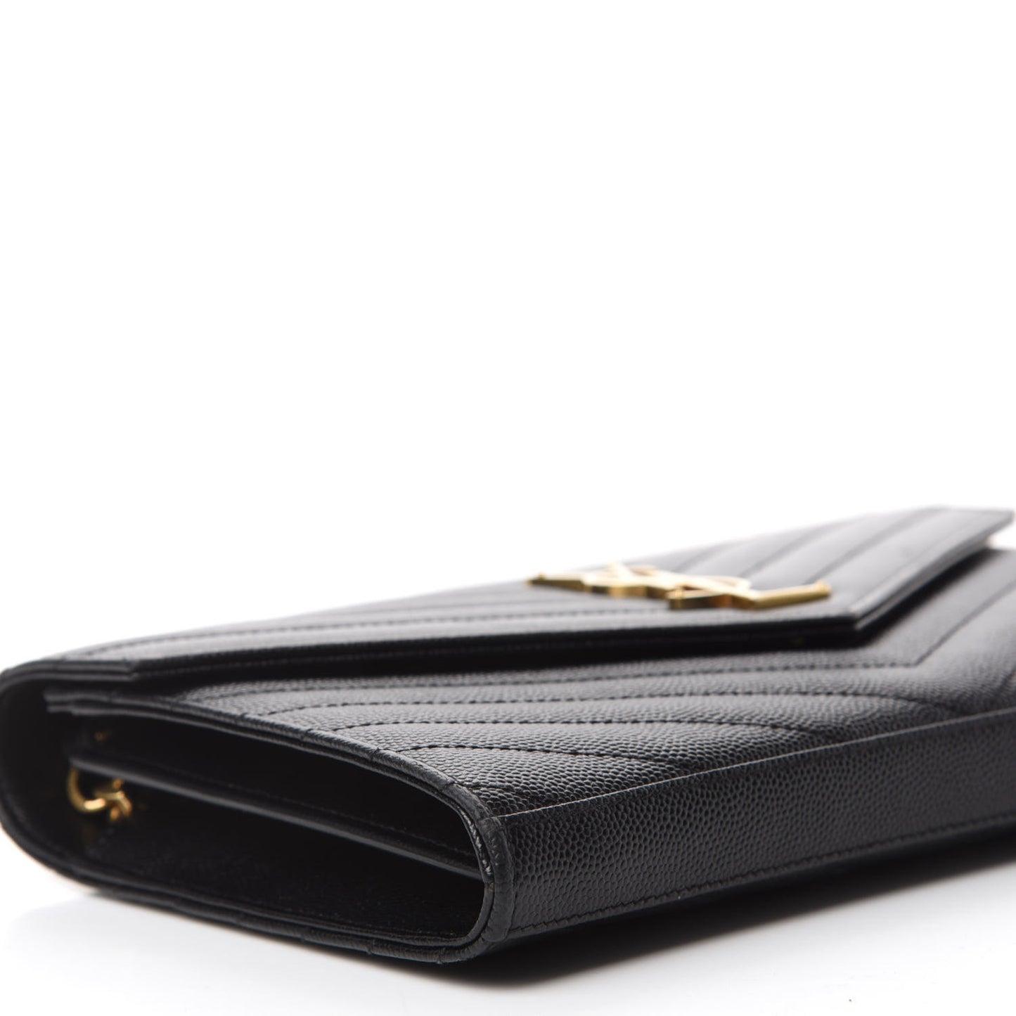 Grain De Poudre Matelasse Chevron Monogram Chain Wallet Black