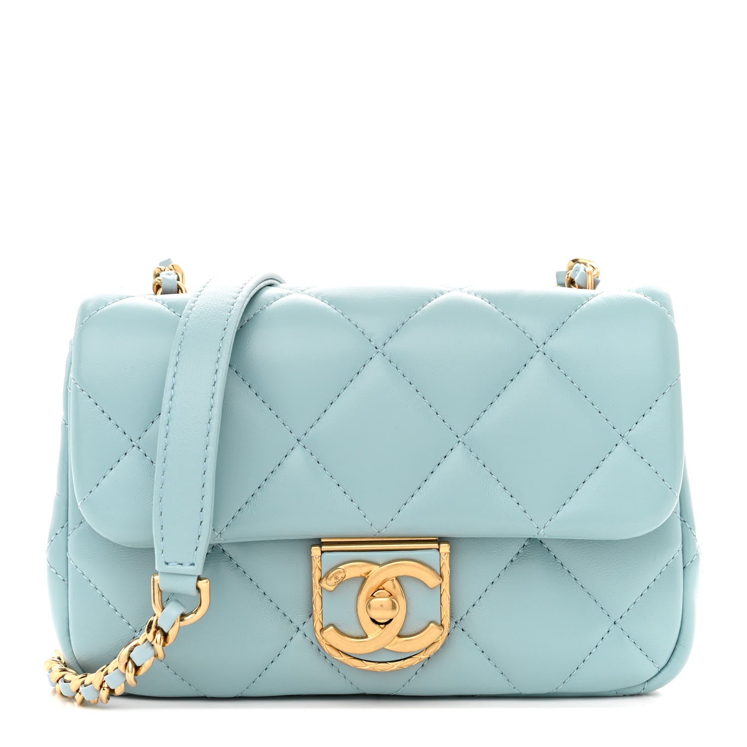 Chanel Lambskin Quilted Mini Flap Light Blue 1 of 11