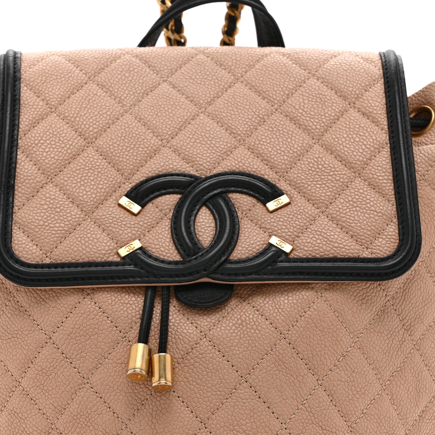 Caviar Quilted Filigree Backpack Beige Black