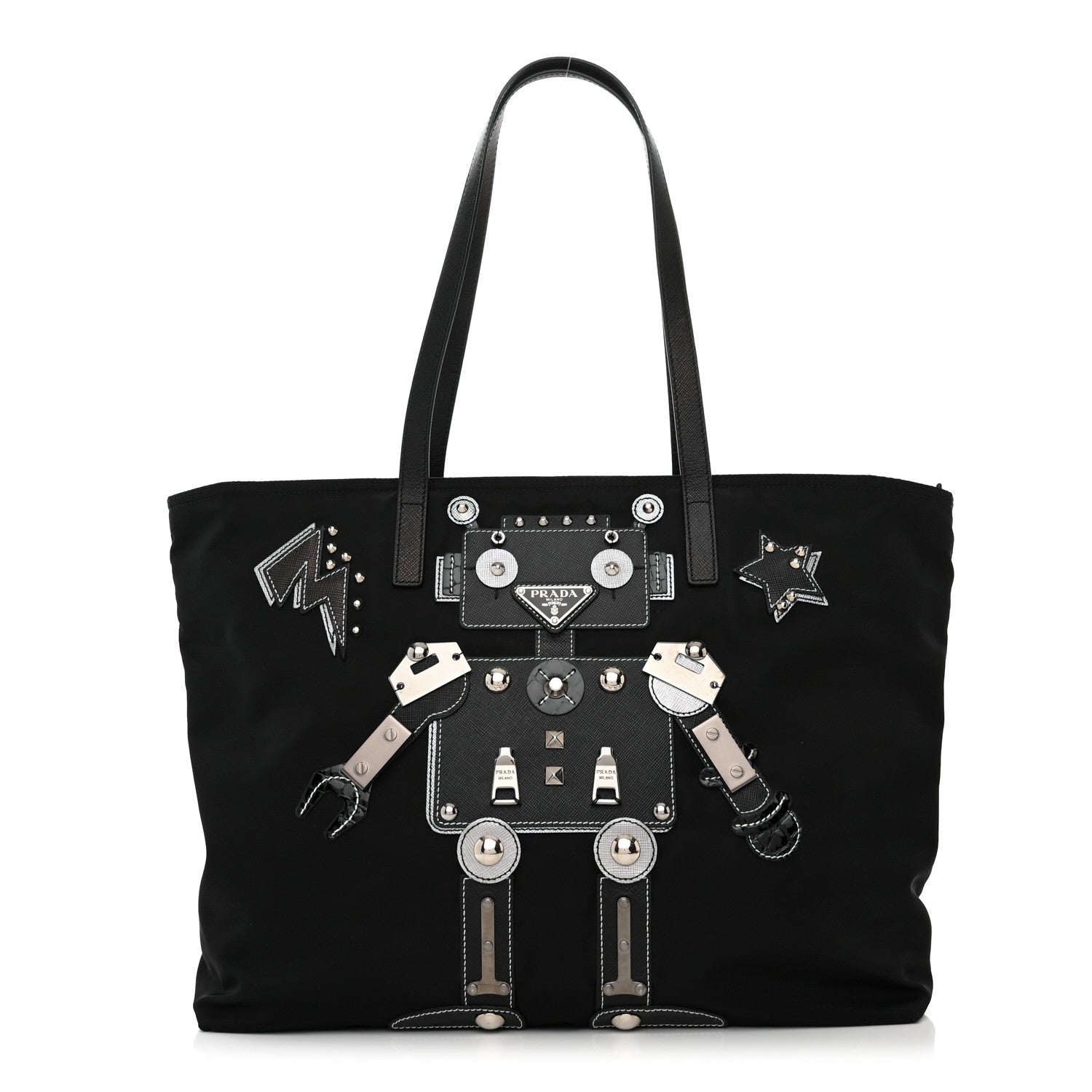 Prada Nylon Tessuto Saffiano Robot Tote Bag Black 1 of 11