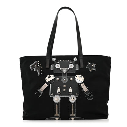 Prada Nylon Tessuto Saffiano Robot Tote Bag Black 1 of 11