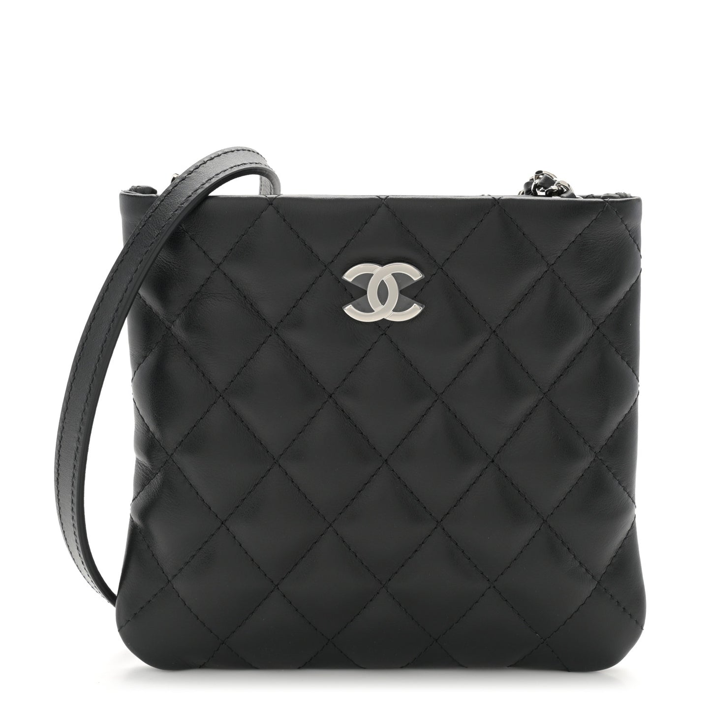 Lambskin Quilted Crossbody Bag Black