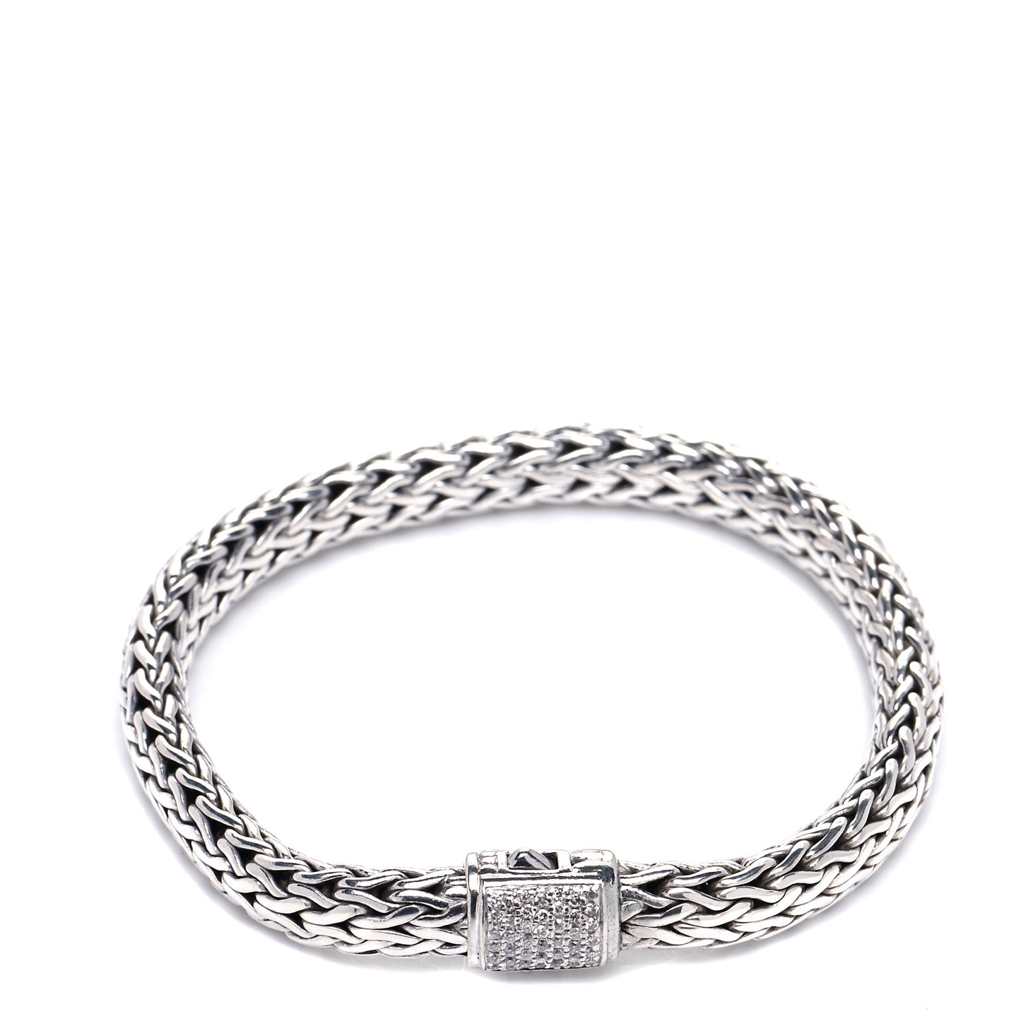 Sterling Silver Diamond 7mm Classic Chain Bracelet