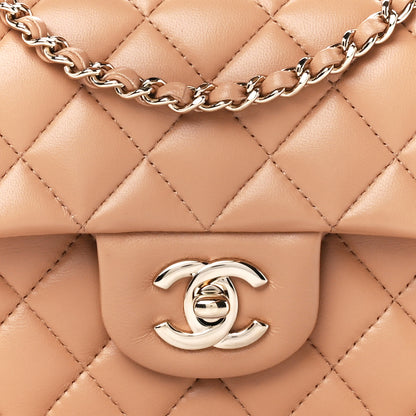 Chanel Lambskin Quilted Mini Top Handle Rectangular Flap Beige 9 of 12
