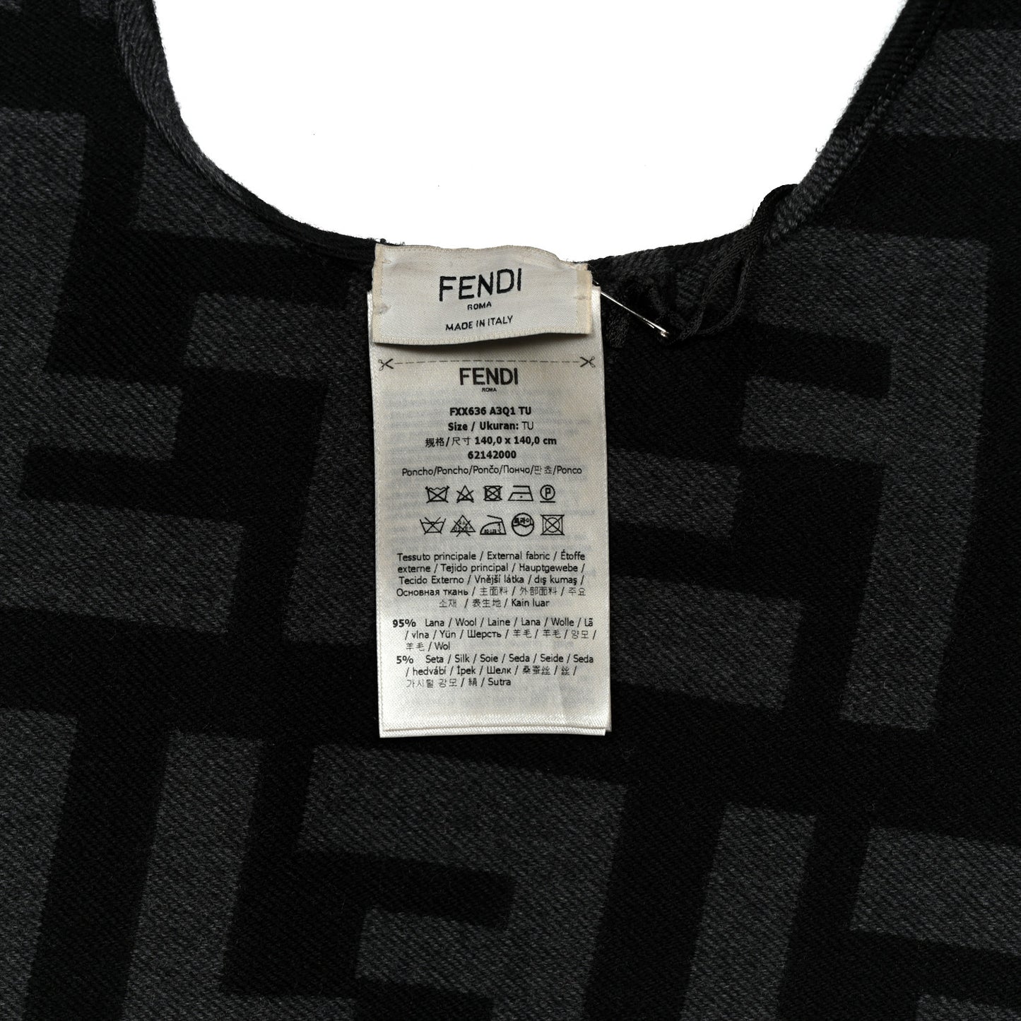 Wool Silk FF Poncho Black