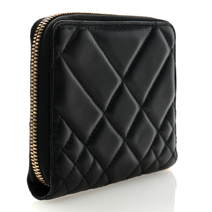 Versace Nappa Quilted Tribute Compact Zip Around Wallet Black 3 of 6