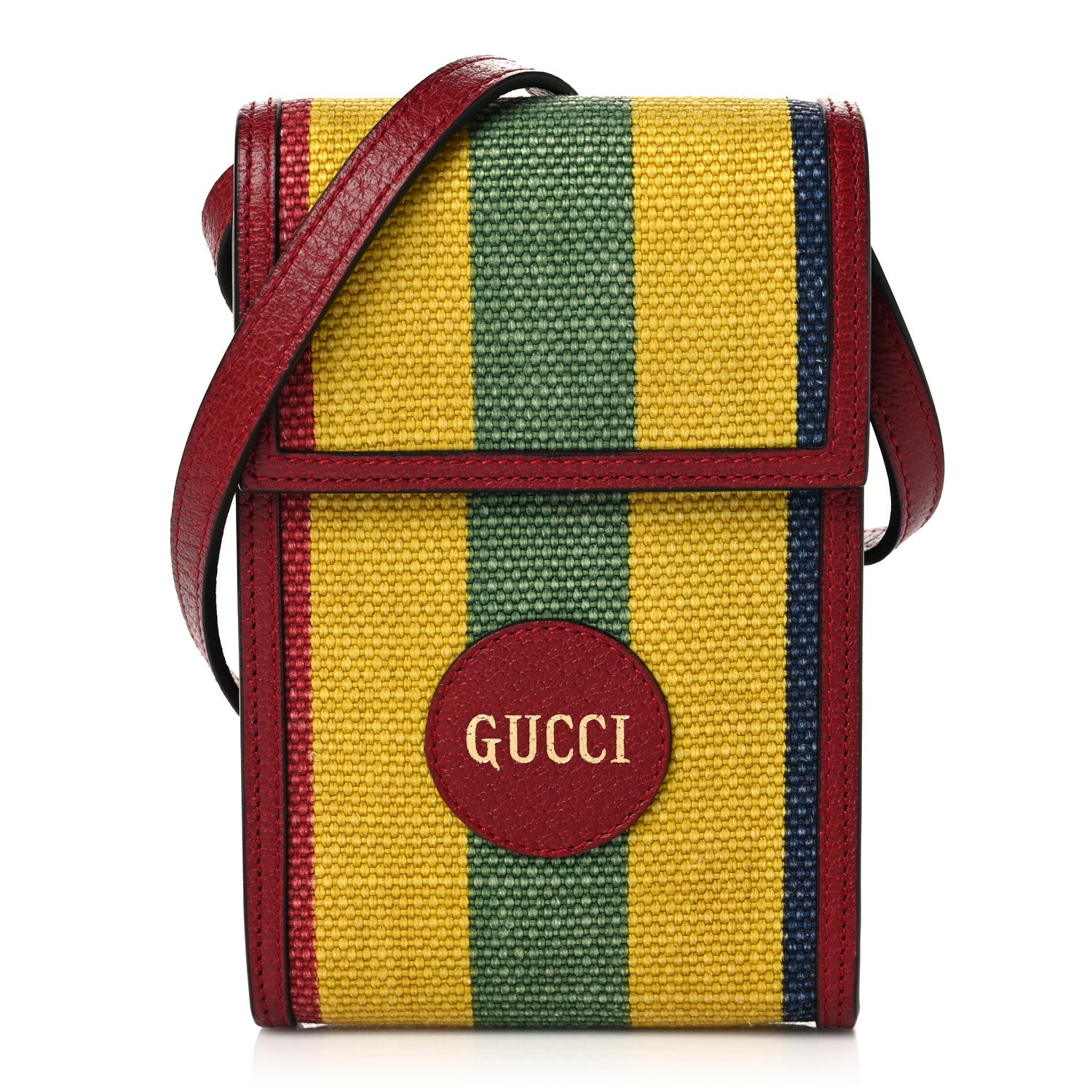 Gucci Canvas Marley Stripe Script Logo Mini Gucci 100 Crossbody Bag Red 1 of 7