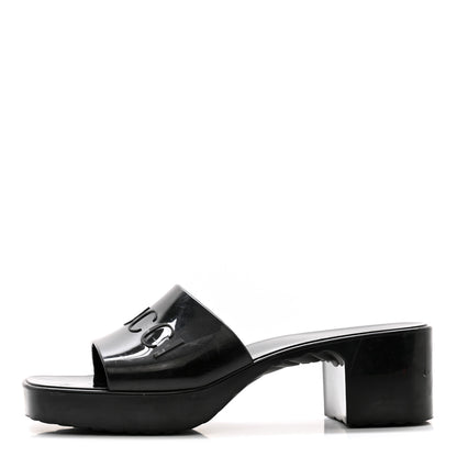 Gucci Rubber Gucci Logo Womens Platform 20/60mm Slide Sandals 38 Black 1 of 13