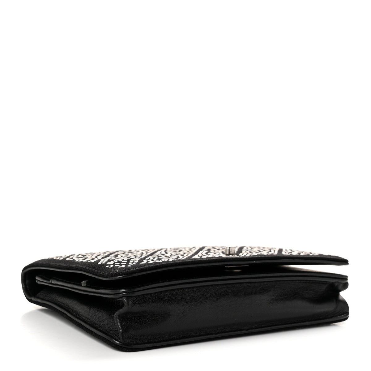 Chanel Lambskin Embellished Quilted Wallet On Chain WOC Black 3 of 10