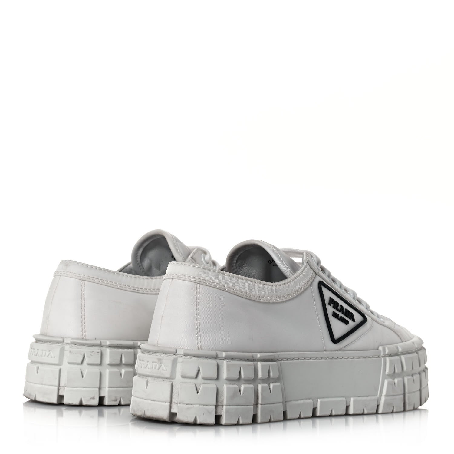 Prada Re-Nylon Gabardine Triangle Logo Double Wheel 50mm Sneakers 38.5 White 4 of 8