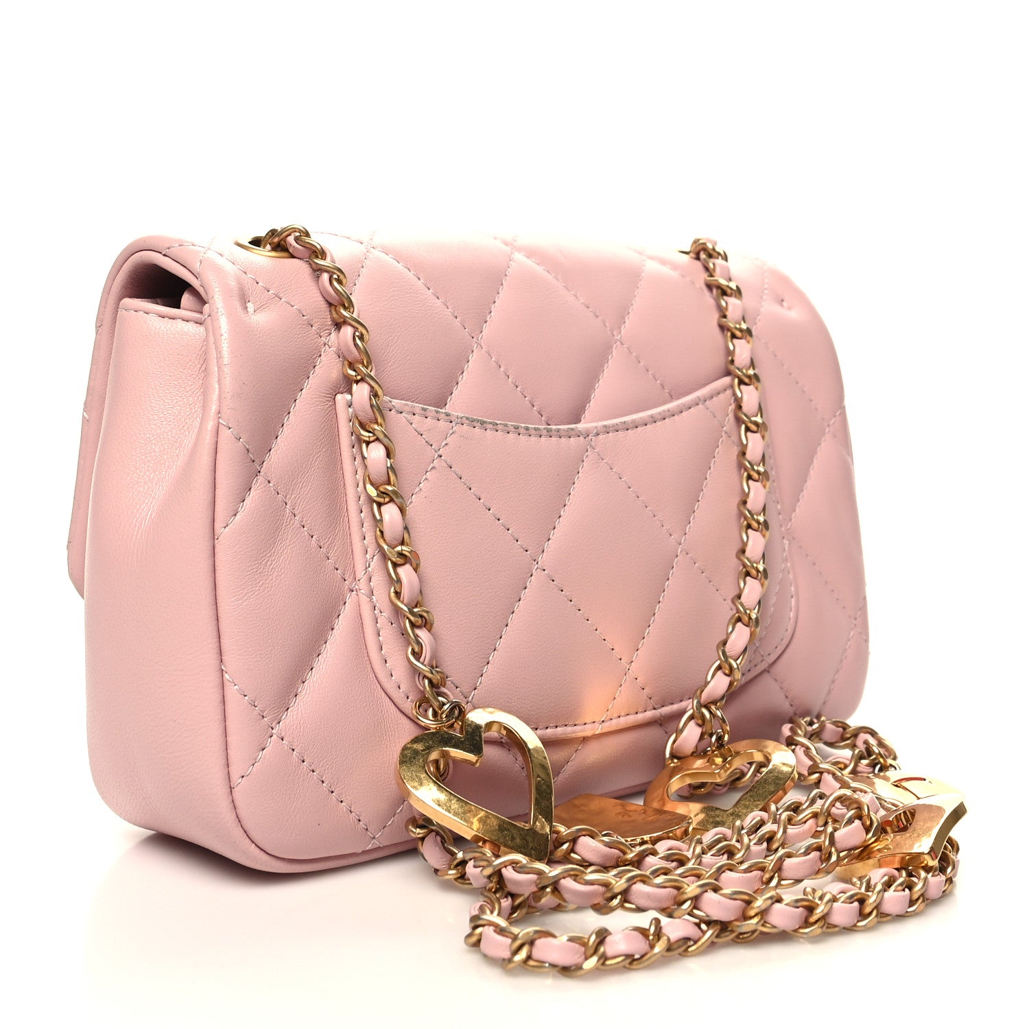 Chanel Lambskin Quilted Mini Heart Charms Flap Light Pink 3 of 11