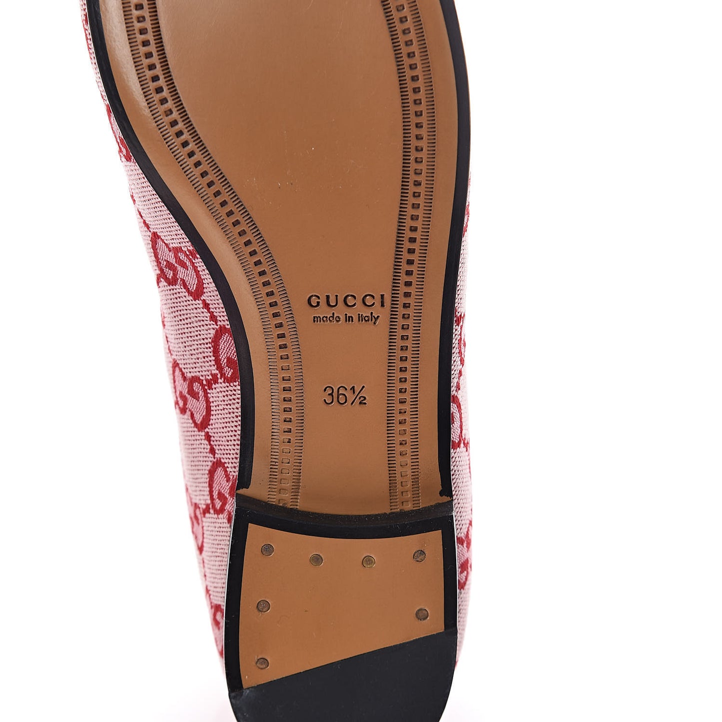 Canvas GG Monogram Horsebit Womens Jordaan Loafers 36.5 Gardenia Hibiscus Red
