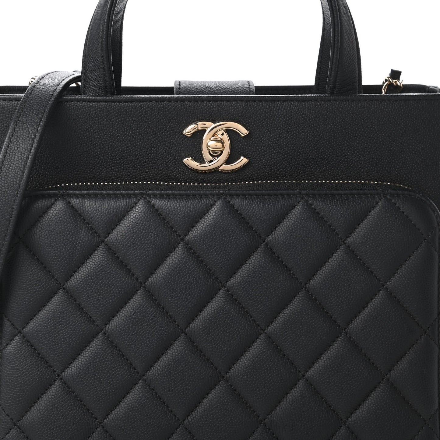 Caviar Quilted Small Business Affinity Shopping Bag Black