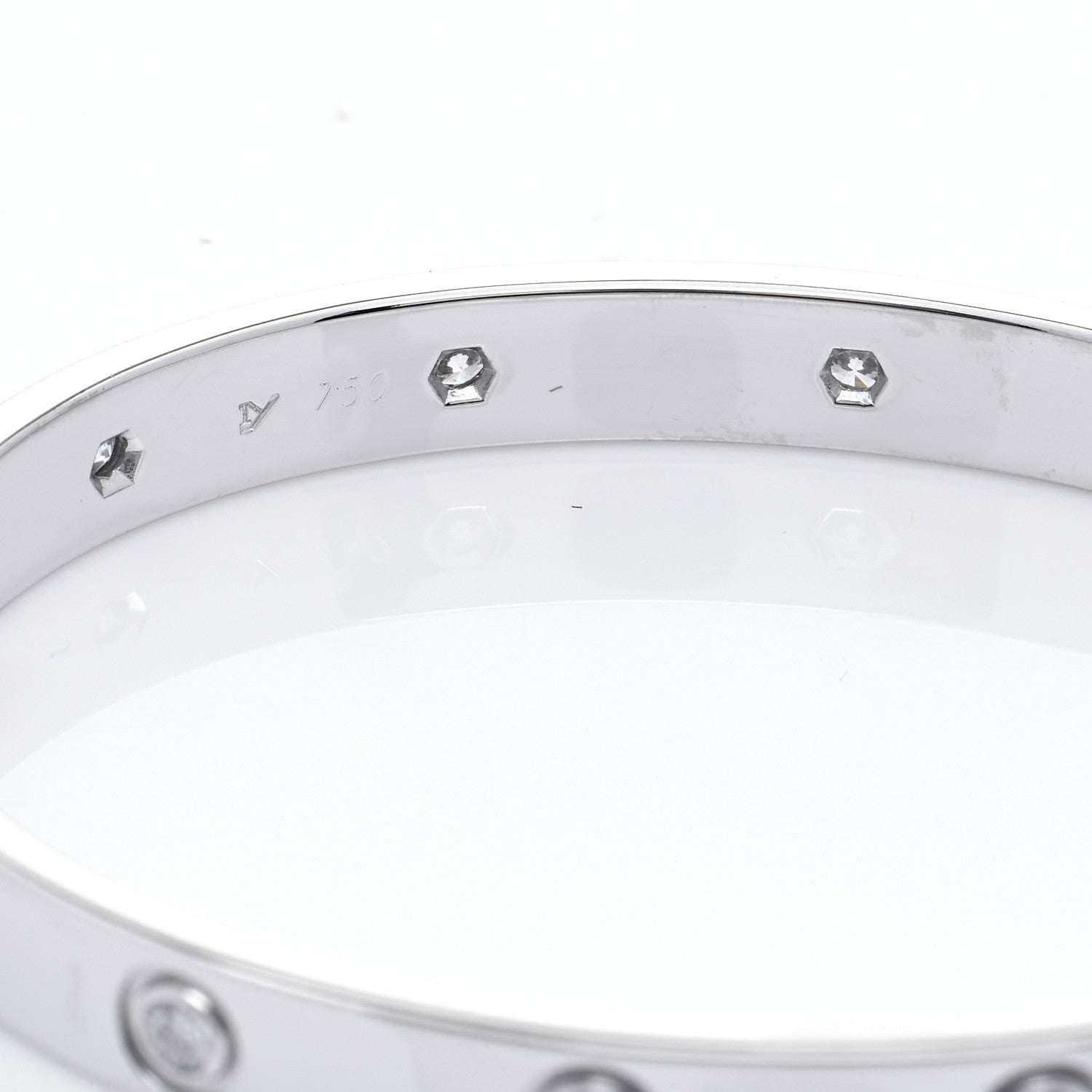 Cartier 18K White Gold 10 Diamond LOVE Bracelet 16 5 of 9