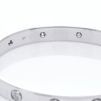 Cartier 18K White Gold 10 Diamond LOVE Bracelet 16 5 of 9