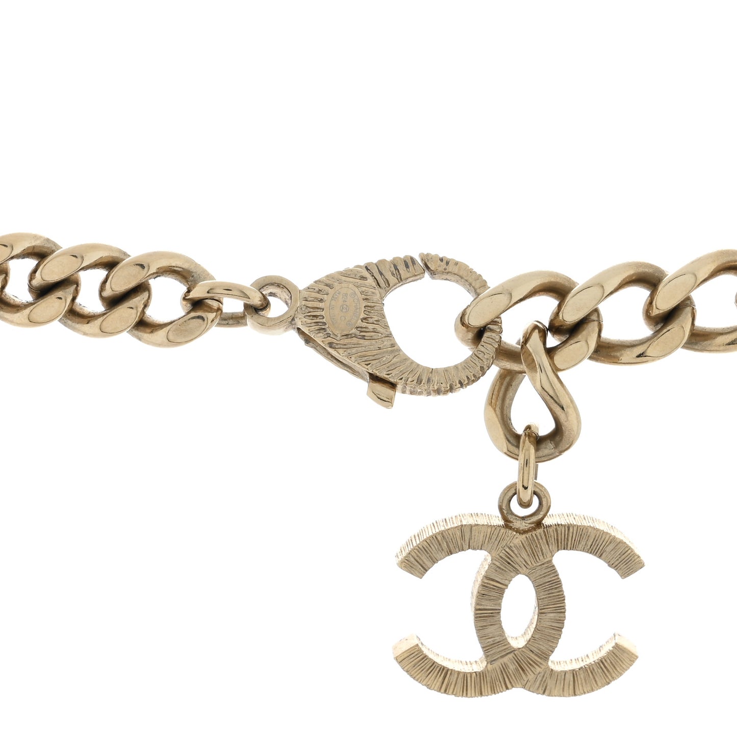 Metal Crystal CC Chain Long Necklace Gold