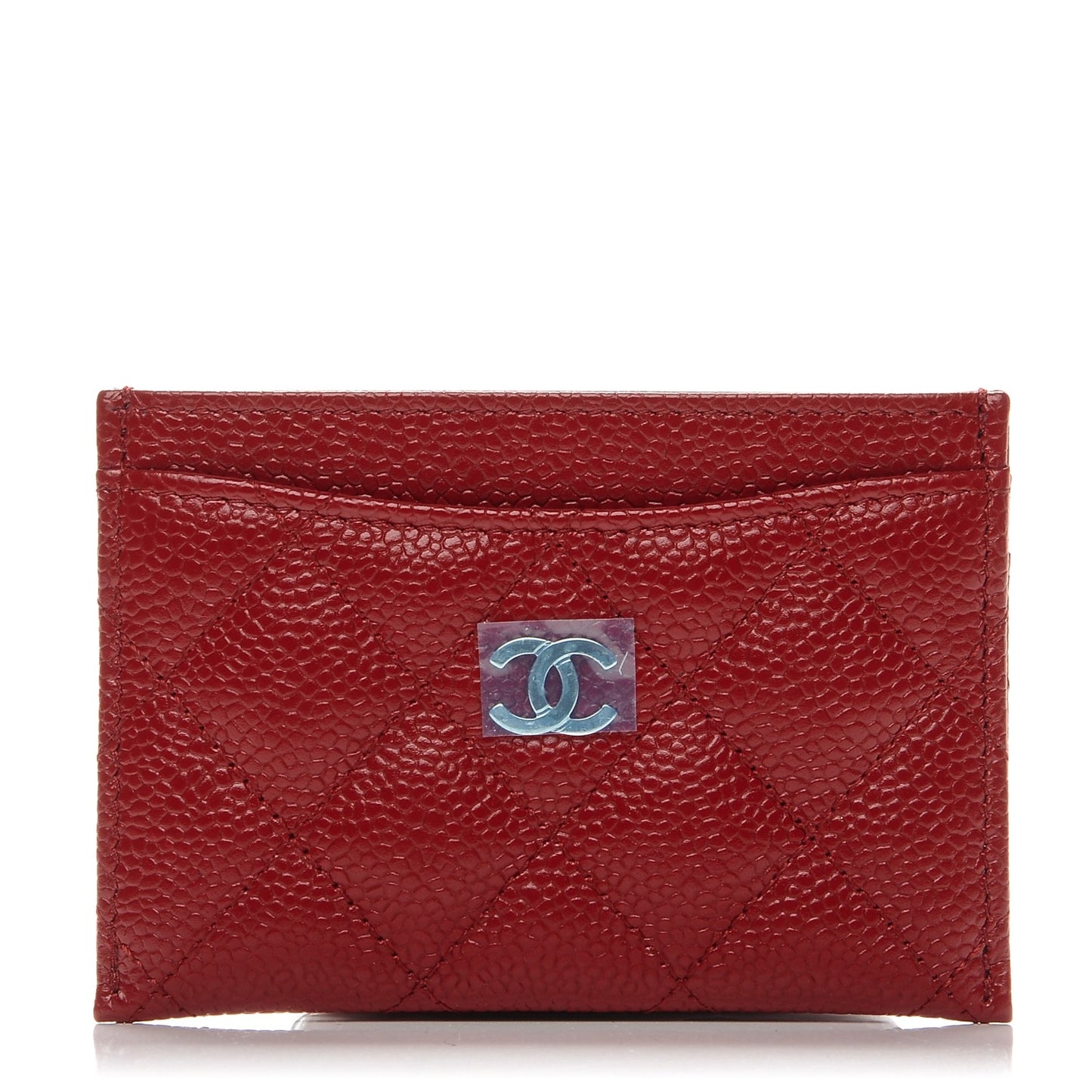 Caviar Quilted Card Holder Red