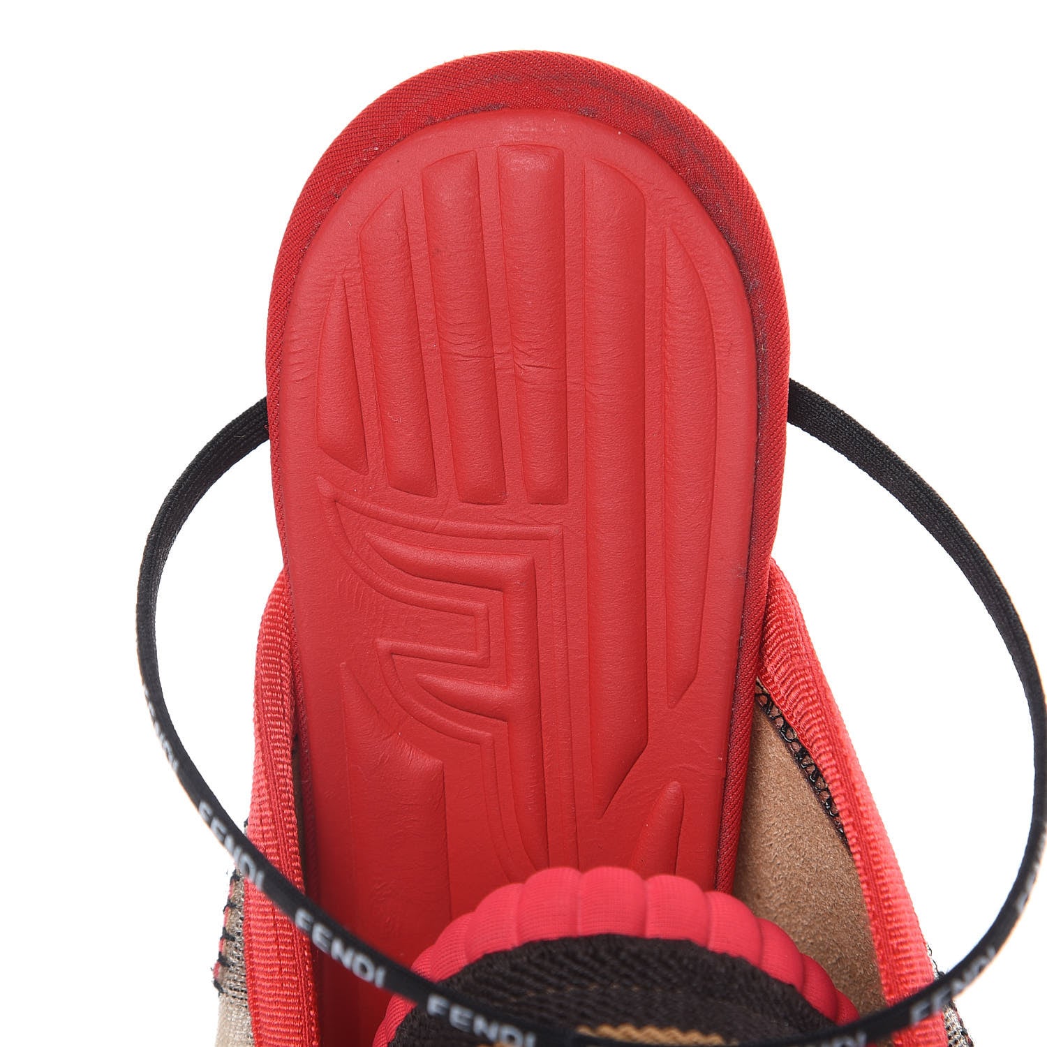 Fendi Technical Mesh FFreedom Patchwork 105 Peep Toe Sandals 36 Red 9 of 10
