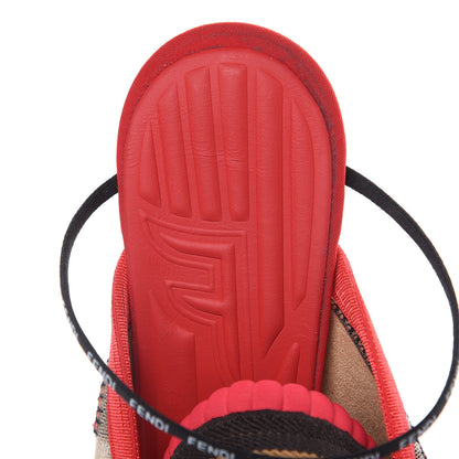 Fendi Technical Mesh FFreedom Patchwork 105 Peep Toe Sandals 36 Red 9 of 10
