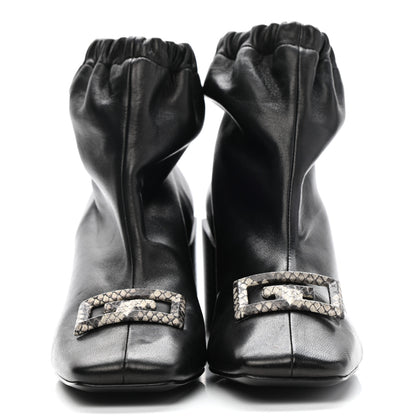 Givenchy Calfskin Snakeskin Embossed ID Scrunch Bootie 37 Black 2 of 9