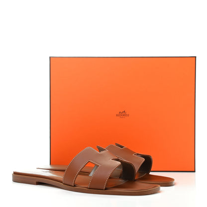 Hermes Box Calfskin Oran Sandals 40 Gold 11 of 11
