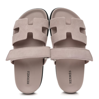 Hermes Suede Goatskin Womens Chypre Sandals 36 Rose Porcelaine 2 of 10