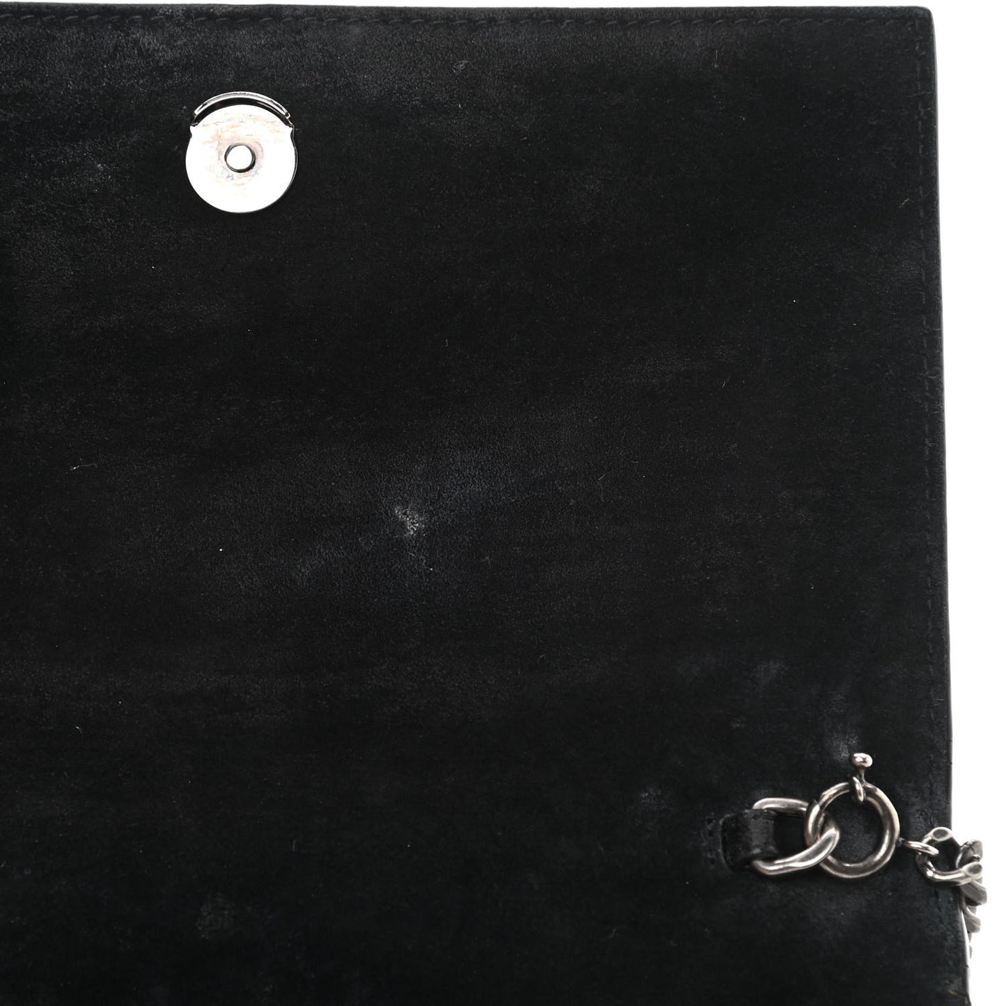 Metallic Calfskin Classic Monogram Kate Tassel Chain Wallet Gun Metal