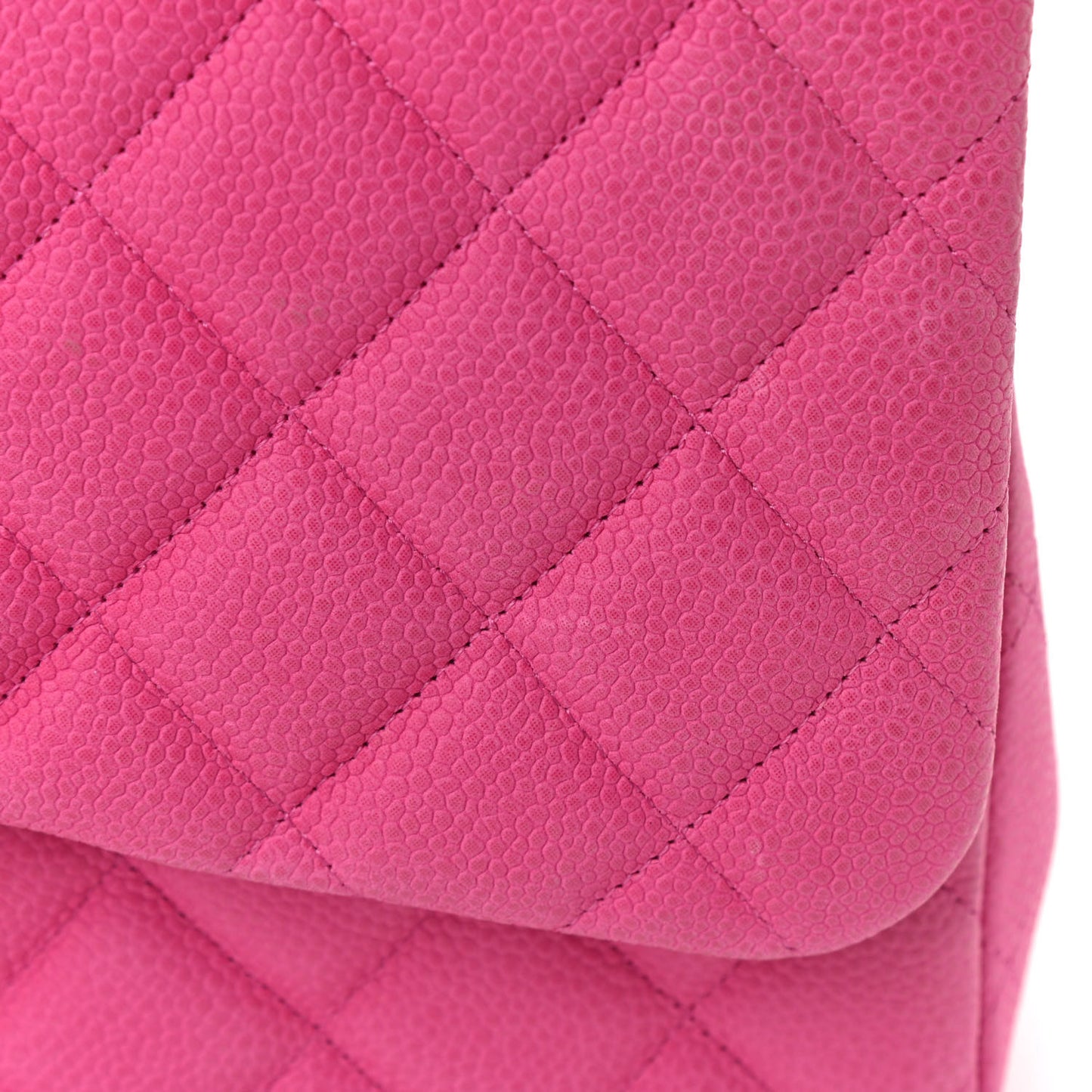 Iridescent Caviar Quilted Jumbo Double Flap Pink