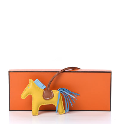 Hermes Milo Lambskin Grigri Rodeo Horse Bag Charm PM Jaune de Naples Celeste Gold 5 of 5