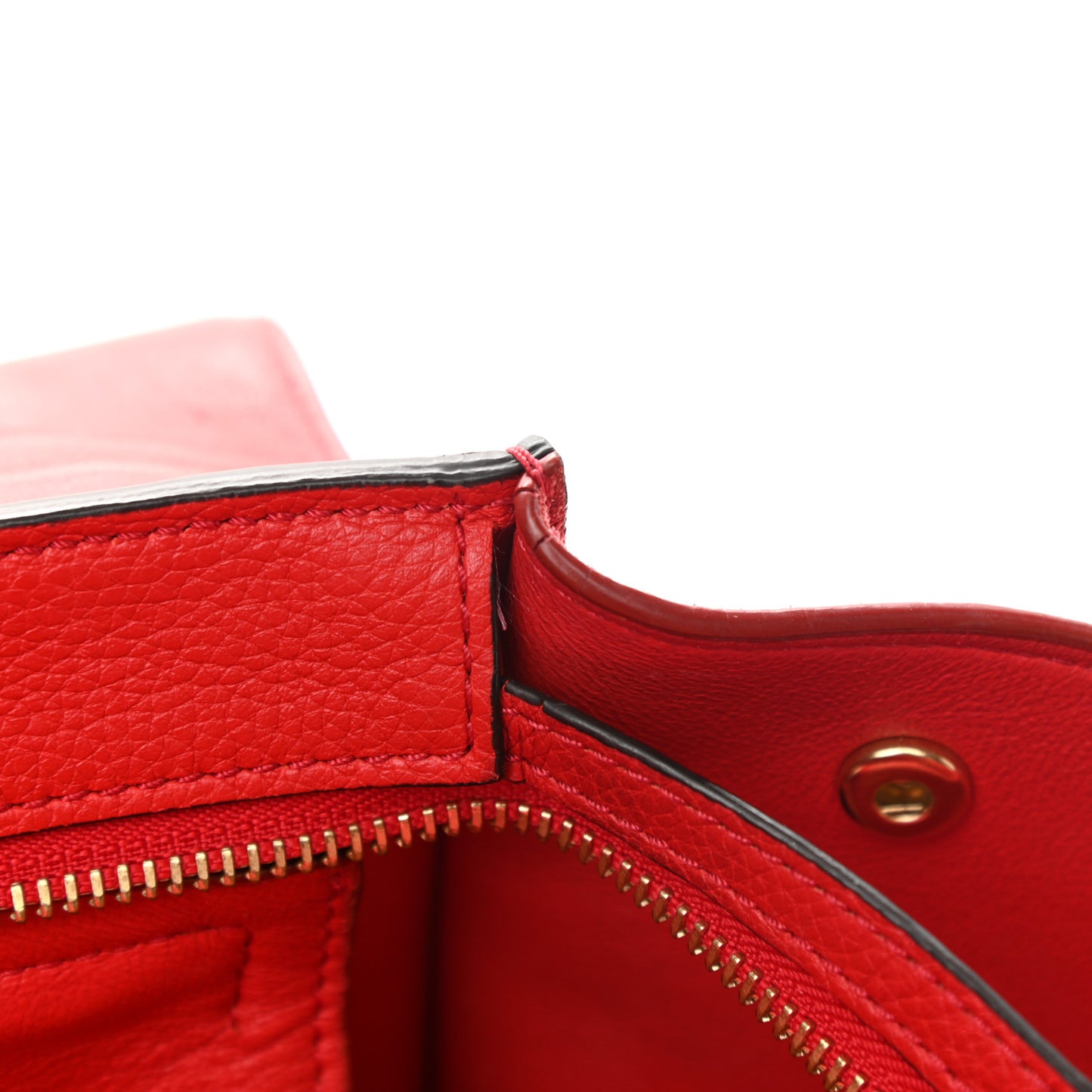 Drummed Calfskin Suede Medium Trapeze Coquelicot