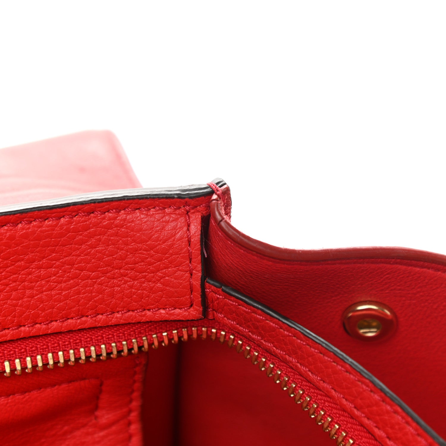 Celine Drummed Calfskin Suede Medium Trapeze Coquelicot 18 of 28