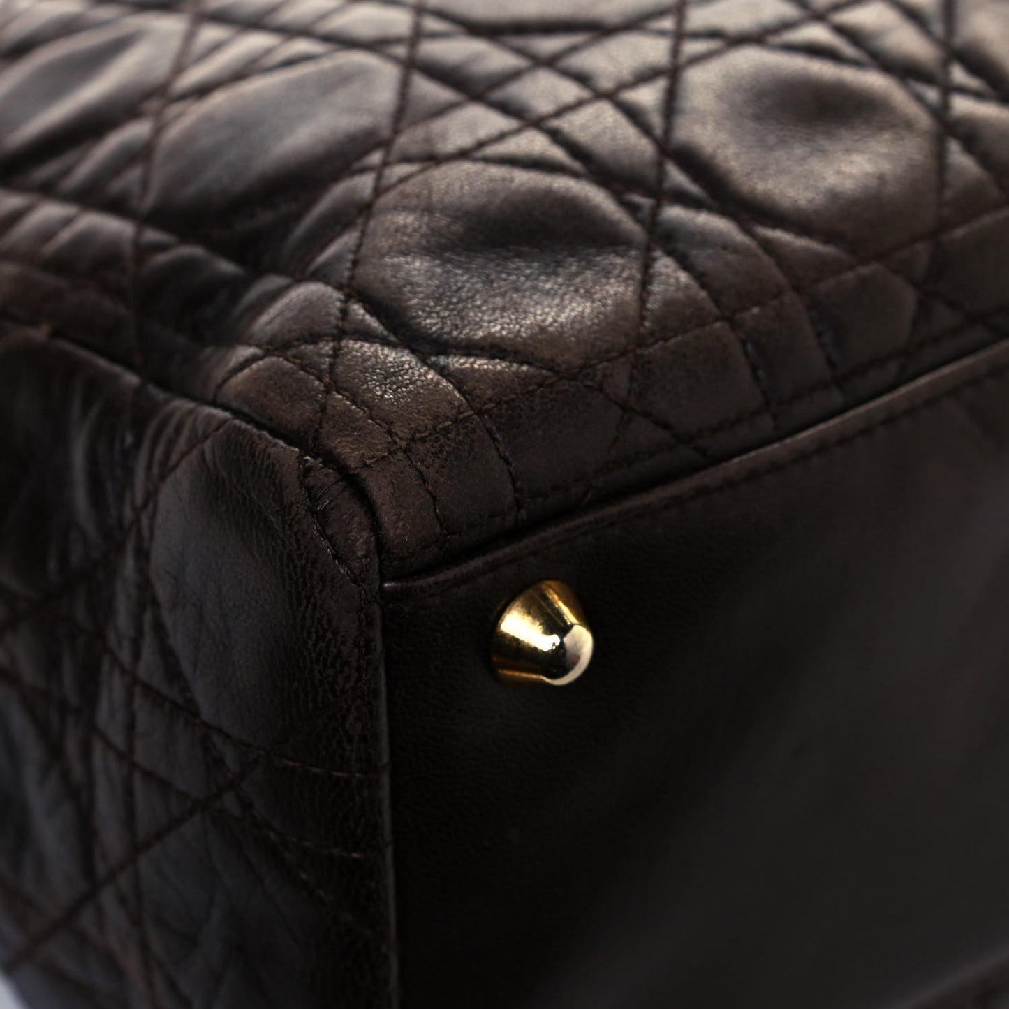 Lambskin Cannage Large Lady Dior Dark Brown
