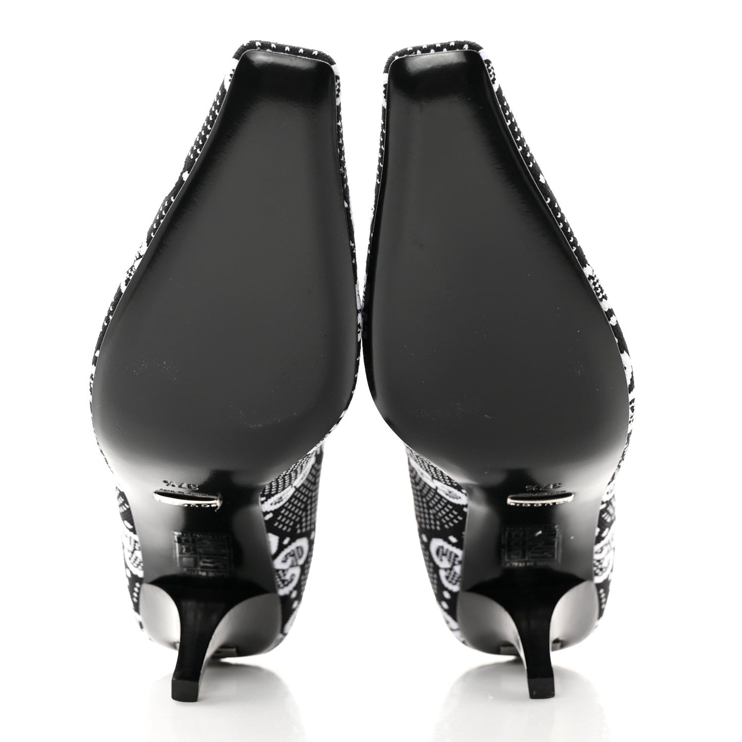Technical Jersey Knit GG Monogram Square G 75mm Ankle Boots 37.5 Black Great White
