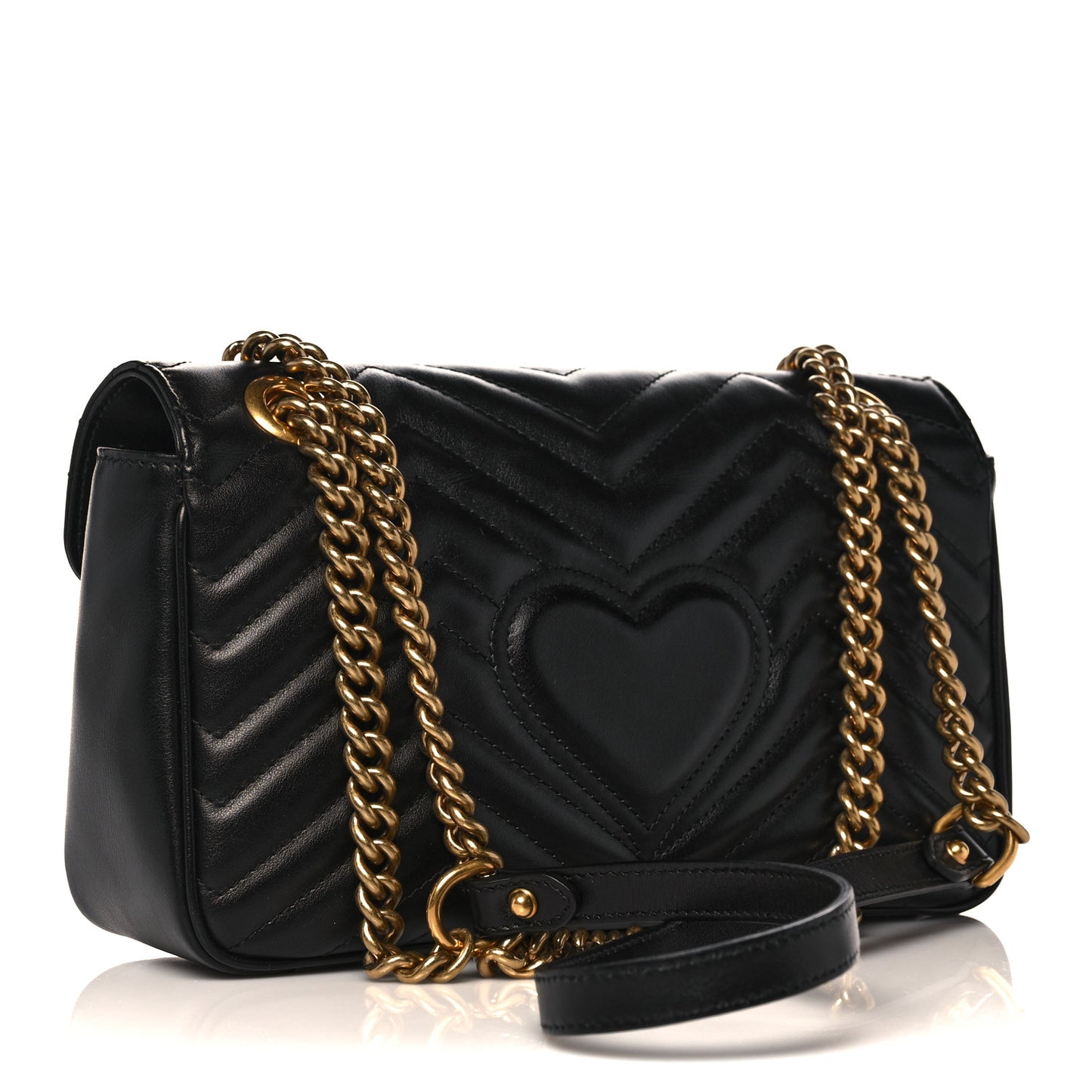 Calfskin Matelasse Small GG Marmont Shoulder Bag Black