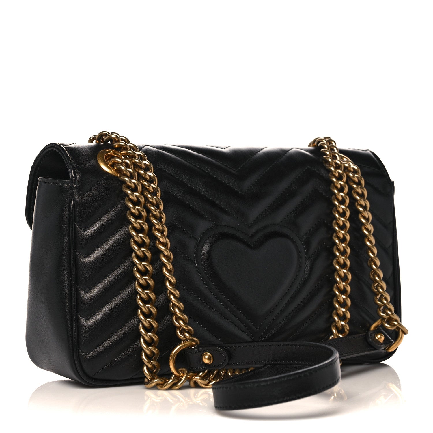 Gucci Calfskin Matelasse Small GG Marmont Shoulder Bag Black 3 of 11