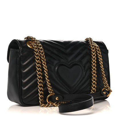 Gucci Calfskin Matelasse Small GG Marmont Shoulder Bag Black 3 of 11