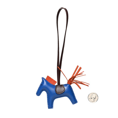 Hermes Milo Lambskin Grigri Rodeo Horse Bag Charm PM Bleu France Cornaline Rouge Sellier 2 of 4