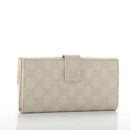 Gucci Guccissima Margaux Calfskin Metal Bar Continental Flap Wallet Mystic White 3 of 7