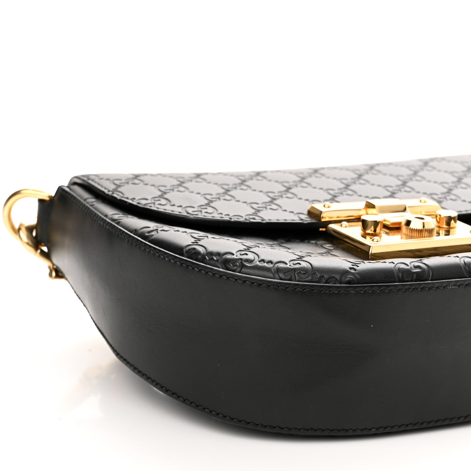 Gucci Guccissima Web Medium Padlock Messenger Shoulder Bag Black 9 of 10