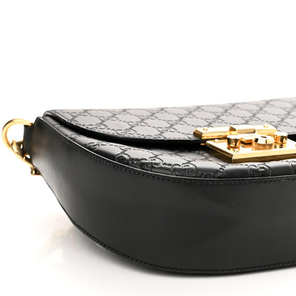 Gucci Guccissima Web Medium Padlock Messenger Shoulder Bag Black 9 of 10