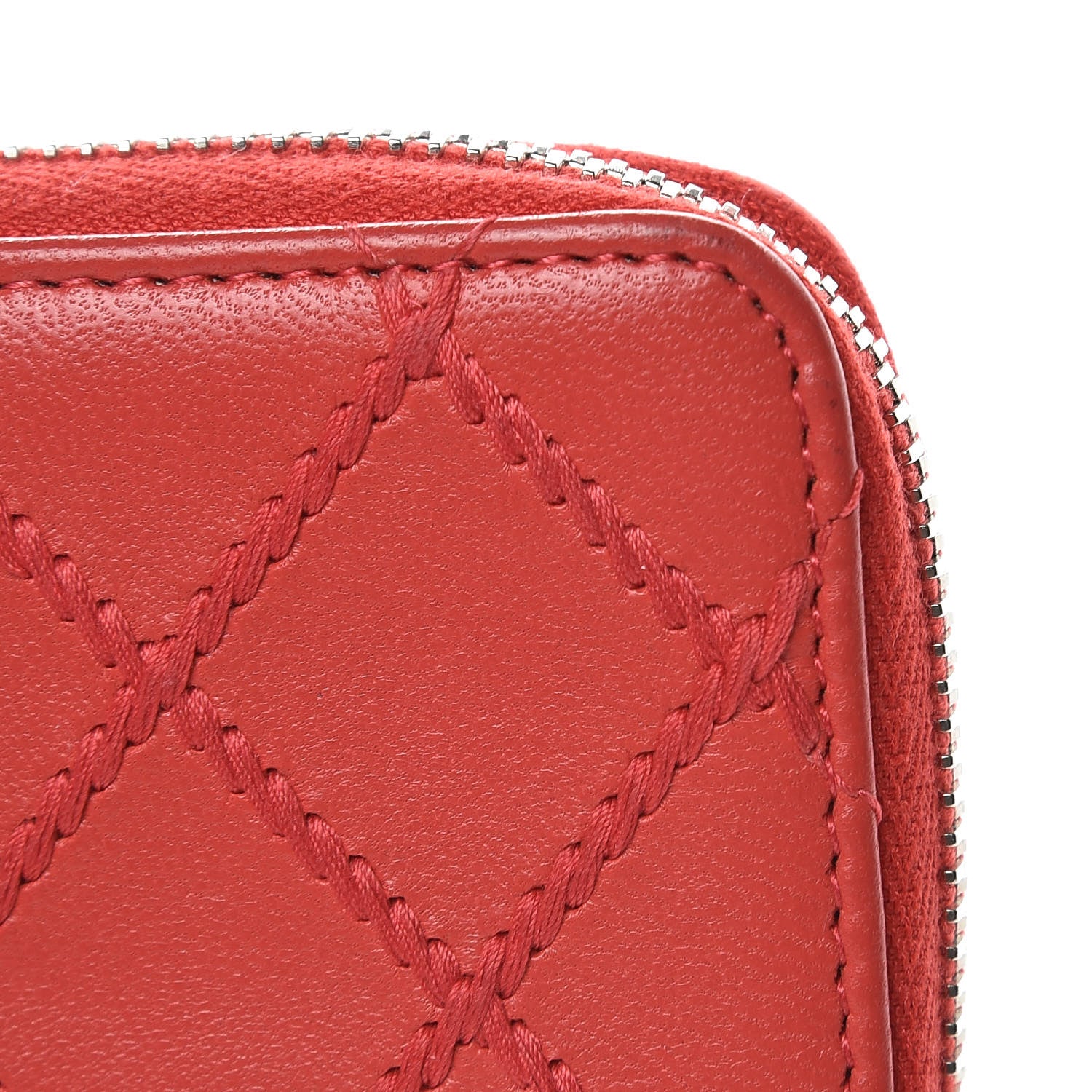 Chanel Lambskin Double Stitch Zip Coin Purse Coral Pink 9 of 11