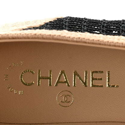 Chanel Raffia Cap Toe Ballerina Flats 39 Black Beige 8 of 10