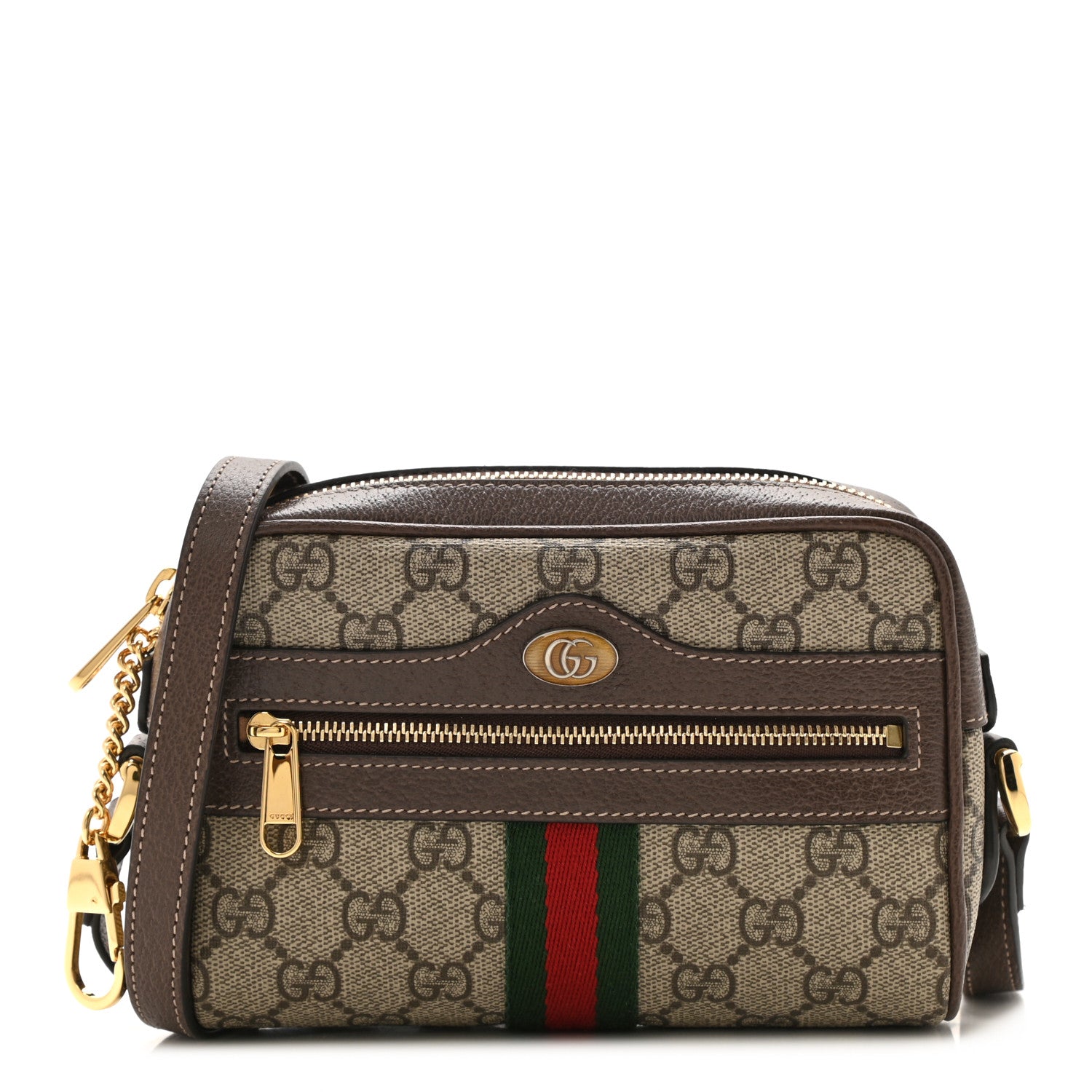 Gucci GG Supreme Monogram Web Mini Ophidia Shoulder Bag Brown 1 of 10