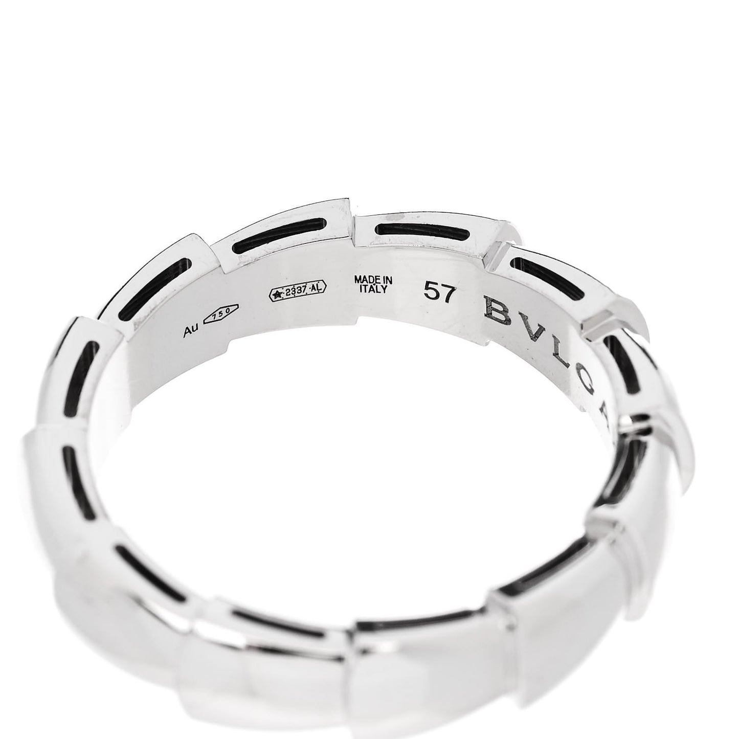 18K White Gold Serpenti Viper Thick Wedding Band Ring 57 8