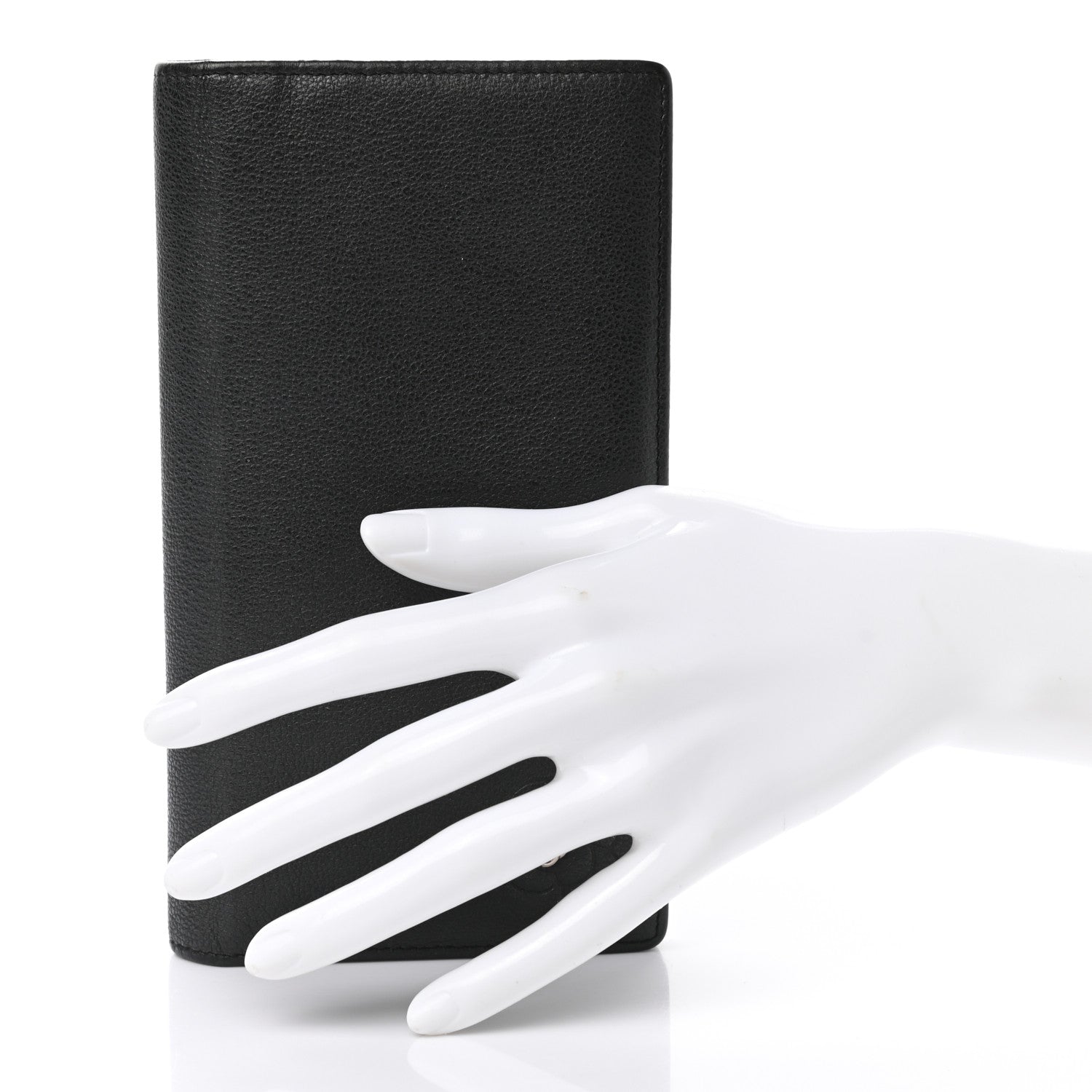 Chanel Goatskin Camellia Embossed Yen Wallet Black 3 of 8