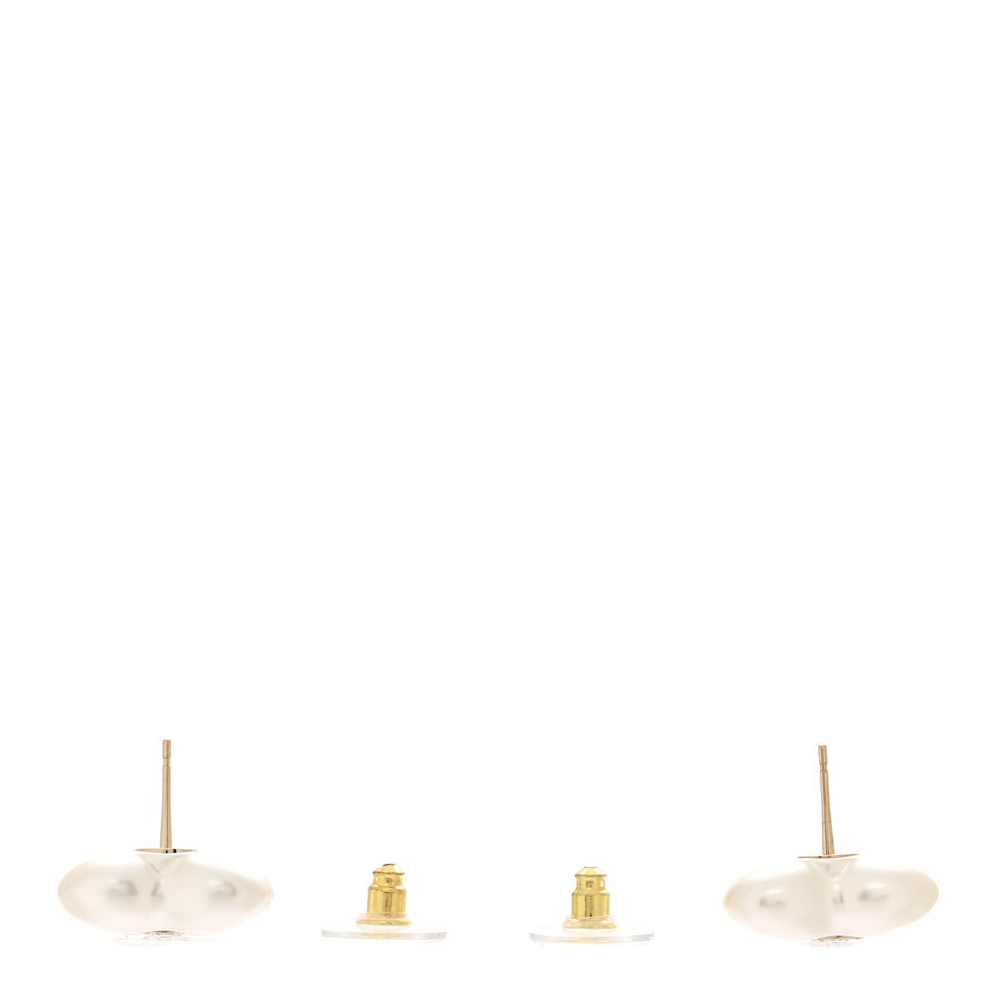 Pearl Crystal CC Heart Earrings Gold