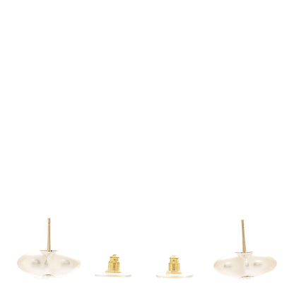 Chanel Pearl Crystal CC Heart Earrings Gold 3 of 5