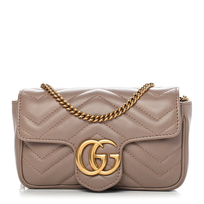 Gucci Calfskin Matelasse Super Mini GG Marmont Shoulder Bag Porcelain Rose 1 of 9